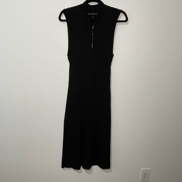 White House Black Market Dresses & Skirts - White House Black Market women Black Sleeveless Knit Midi Dress Size L Zip Neck